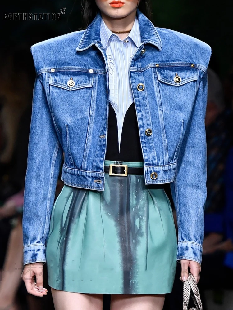 Jean jacket with shoulder pads Clearance