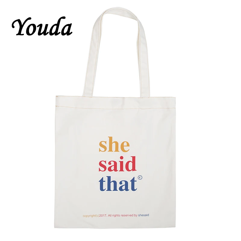 

Women Handbag Canvas Shopping Bag Letters Print Female Canvas Cloth Shoulder Bag Eco Handbag Tote Reusable Grocery Shopper Bags