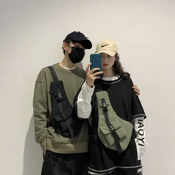 

Men's Bags Large Capacity Chest Bag Unisex Streetwear Vest Shoulder Messenger Bag Hip Hop High Quality Functional Tactical Pack