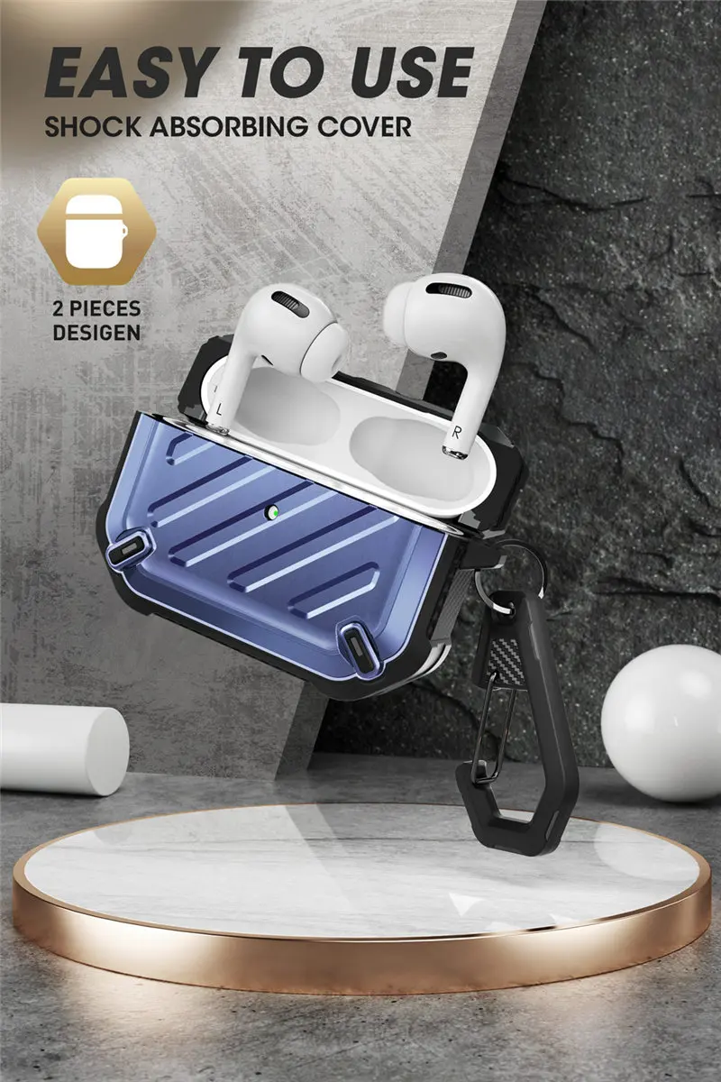 supcase ub pro projetado para airpods pro case capa protetora robusta de corpo inteiro com mosquetão para apple airpods pro