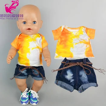 

doll clothes set shirt and jeans pants for 18 Inch American Generation Girl Doll clothes denim short Outfits
