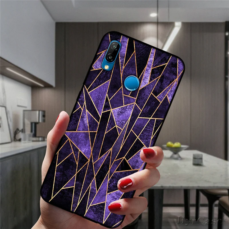 Marble Geometric Art Phone Case For Huawei P30Lite P10 P20 P30 P40 Lite E Pro Plus Y9 P20Lite Black Coque Soft Silicone Cover huawei silicone case Cases For Huawei