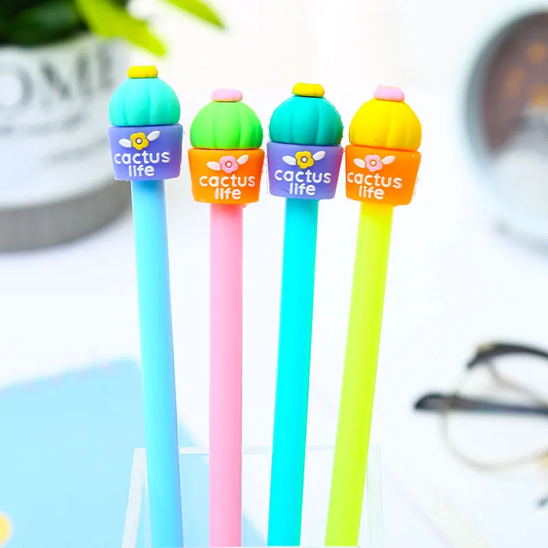 

12pcs Creative Cactus Gel Pen Cute Kawai School Stationary Thing Kawaii Item Stationery Store Shop Material Bts Office Accessory