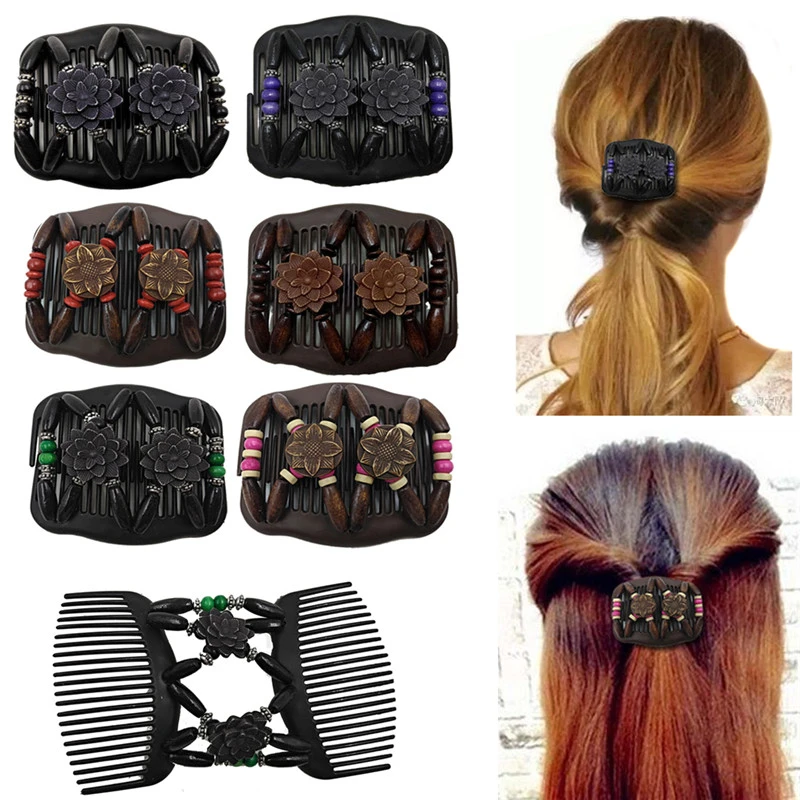 New Vintage Elastic Hairpin Stretch Hair Comb Hot Sales Beaded Hair Magic  Comb Clip Beads Pin Ladies Hair Accessories - Combs - AliExpress