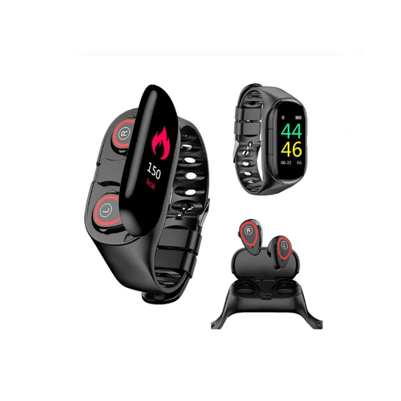 

M1 Newest Heart Rate Monitor Women Smart Watch Men With MINI Bluetooth Earphone Fitness Tracker Blood Pressure Smart Wristband