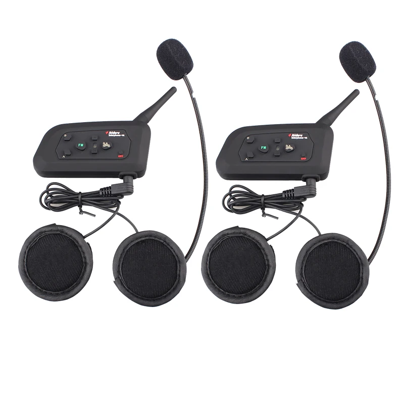 2 шт Fodsports V4 Четыре Всадника мотоциклетный водонепроницаемый шлем bluetooth домофон 1200 м Мотор беспроводной BT переговорный с fm-радио - Цвет: 2 hard microphone