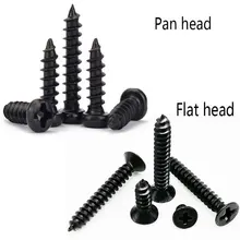 

100pcs M1.4M1.7M2M2.5M2.6M3M3.5M4 Black Steel Mini Micro Self-tapping Screw Small Phillips Flat Head Cross Round Pan Head
