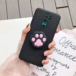 3D Silicone Cartoon Phone Holder Stand Cover - iPhone 6 6 s (Black case cat claw)
