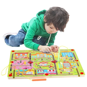 

Children Montessori Materials Magnetic Puzzle Board Intellectual Jigsaw Board Toy Kid Wood Early Learning Educational Toys Gifts