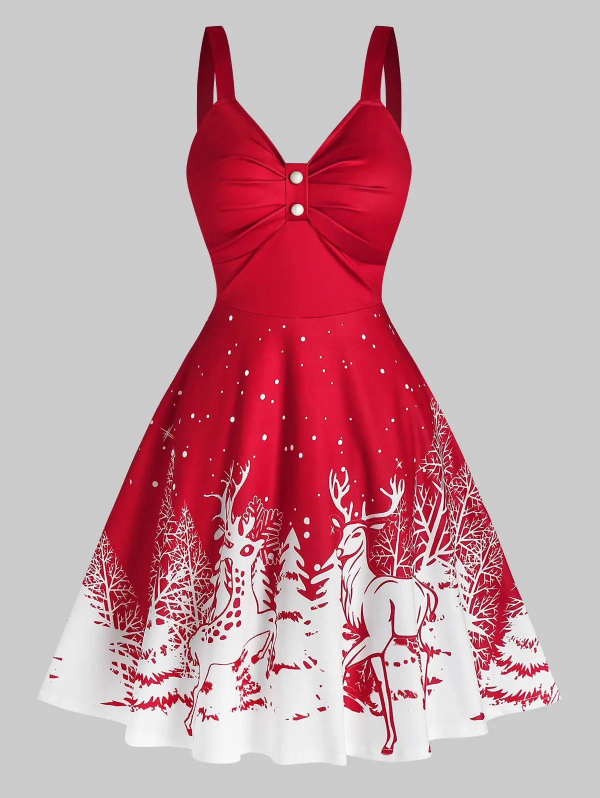 Women Elk Snowflake Print Christmas Dress Casual Xmas Red Clothing Robe Femme | Женская одежда