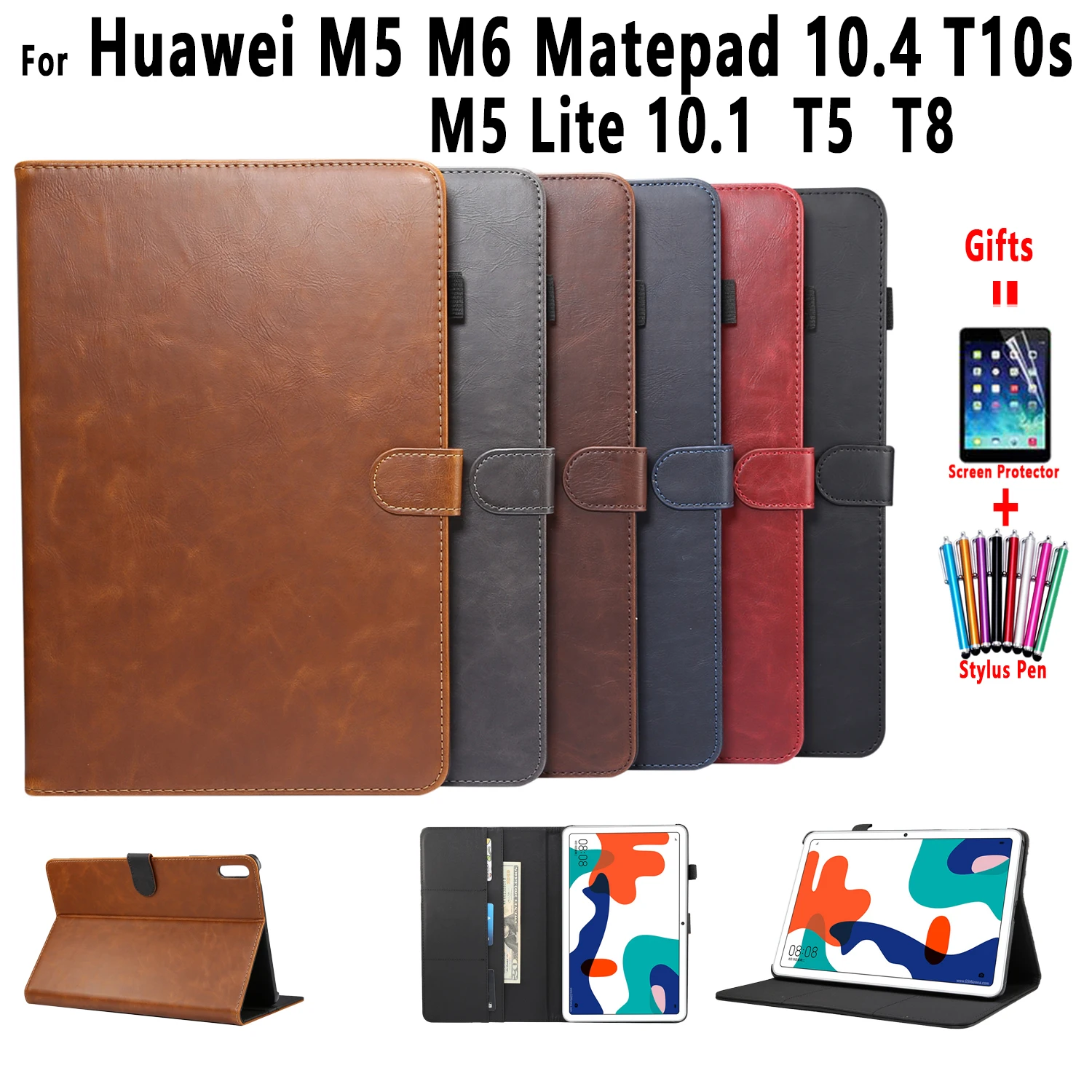 Кожаный чехол премиум класса для Huawei Matepad T10s T10 T8 10 4 Pro 8 Mediapad T5 M5 Lite M6 умный