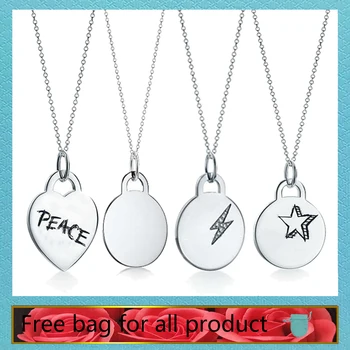 

1:1 Brand Jewelry Female Gift S925 Sterling silver Necklaces For Women Hot Fashion Heart-shape Pendant Necklaces Gift Jewelry