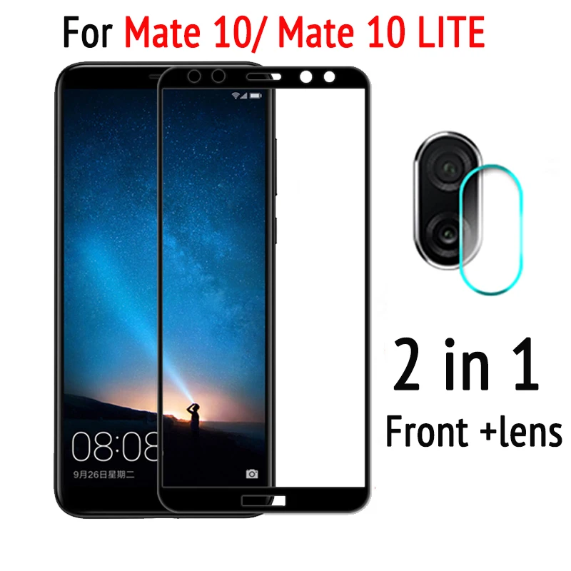 2 в 1 защитное закаленное стекло для Huawei Mate 10 Lite Защита экрана lite легкая стеклянная