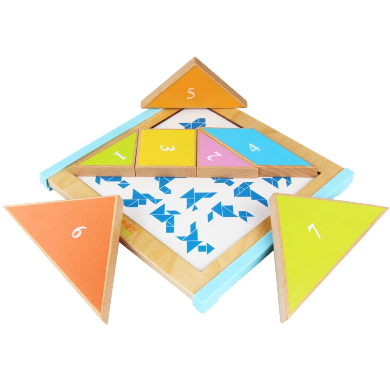 Children's wooden jigsaw puzzle / Tangram / T-shaped digital learning puzzle geometry children's early education toy puzzle