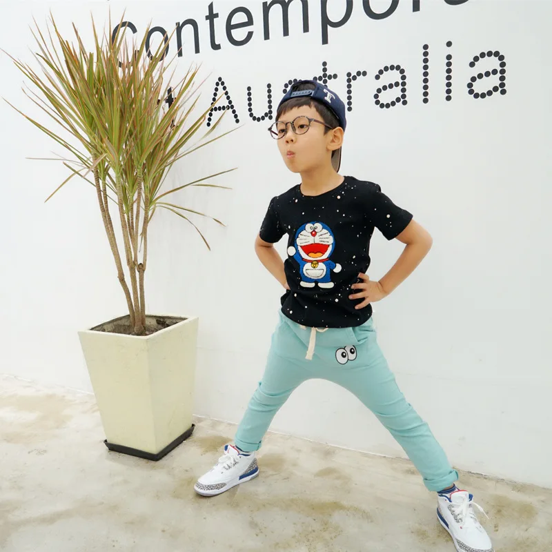 

2017 South Korea Parent-child Matching Outfit Spring And Summer New Style Childrenswear Childrenswear Oil Cartoon Short Sleeve T