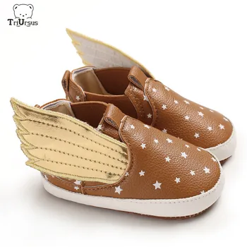 

Baby First Shoes Non Slip Angel Wings New Born Boys Girls Casual Shoes Little Star First Walkers Slip On PU Leather For Bebe