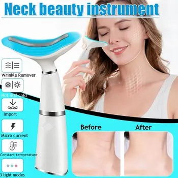 

Neck Skin Care Beauty Instrument LED Photon Vibration Neck Lifting Skin Tighten Anti Wrinkle Remove Massager Device