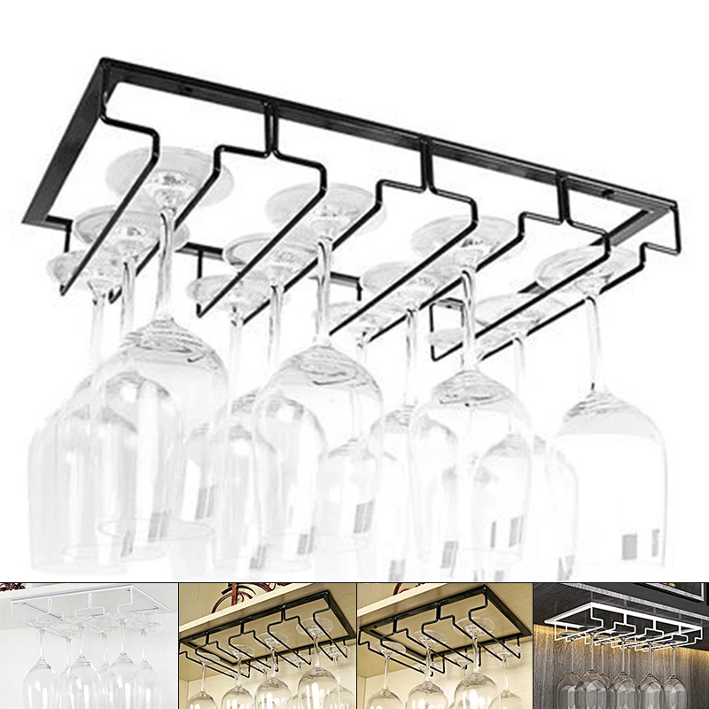 UK Wall Mount Hanging Wine Goblet Rack Organizer Storage Bar Decor Supplies