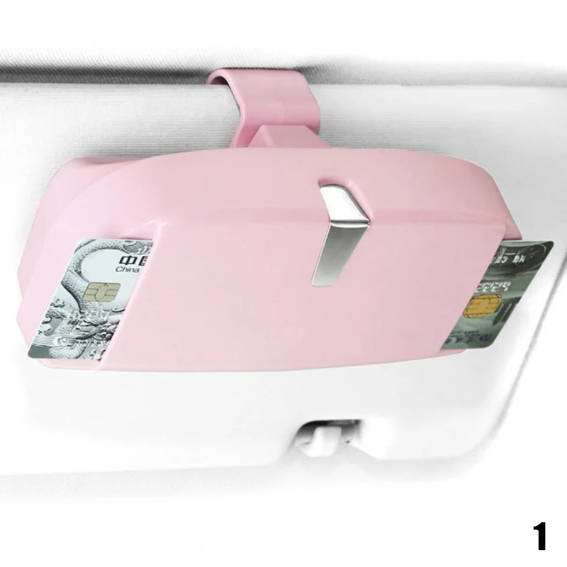 Pink style 1 Универсальный автомобильный футляр для солнечных очков футляр для очков коробка для хранения Органайзер крепление с зажимом для автомобиля TD326 - Название цвета: Pink style 1