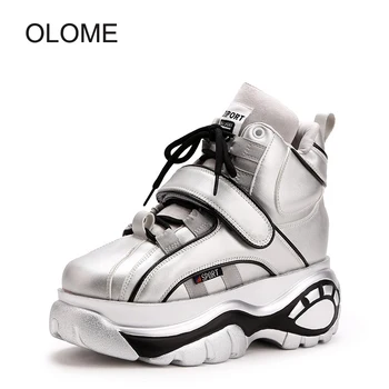 

Spring New Shoes Women Leisure Increased Sneakers Platform Thick Bottom Footware Female Casual Trainers Chunky High Heel Shoes