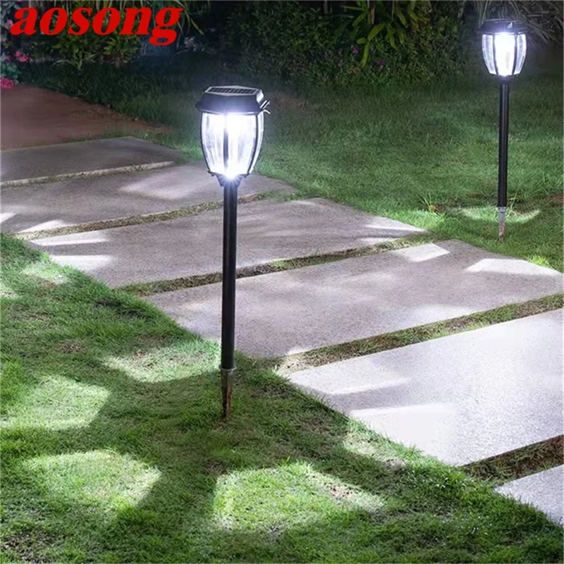 AOSONG Outdoor Contemporary Lawn Black free shipping Waterproof Seasonal Wrap Introduction Lamp Lighting