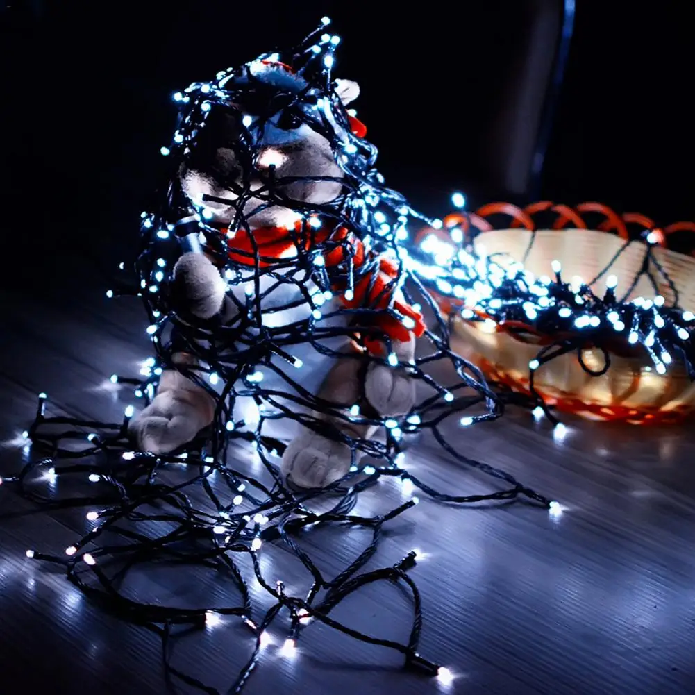 22 м 200LED Солнечная штепсельная гирлянда Рождественские сказочные огни гирлянда наружная для свадьбы вечеринки дня рождения сада занавески украшения