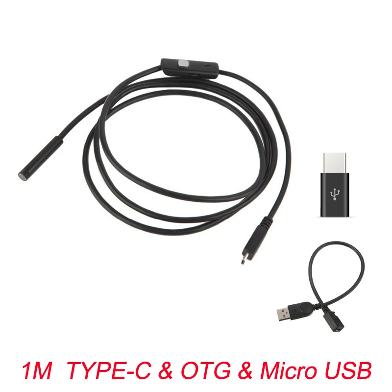 Telecamera per endoscopio da 7mm flessibile IP67 impermeabile per ispezione  Micro USB telecamera per endoscopio per Notebook Android PC 6led regolabile