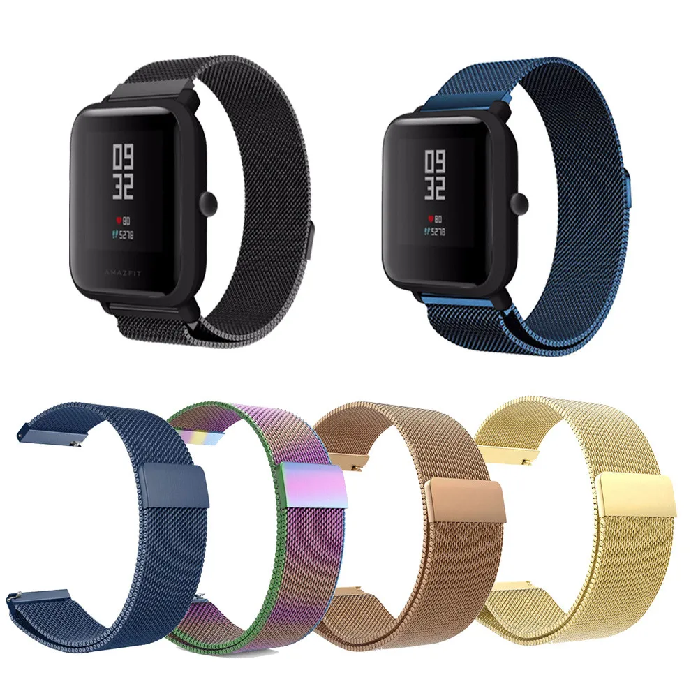 Металлический ремешок для Amazfit Bip сетчатый Браслет из нержавеющей стали Xiaomi Huami