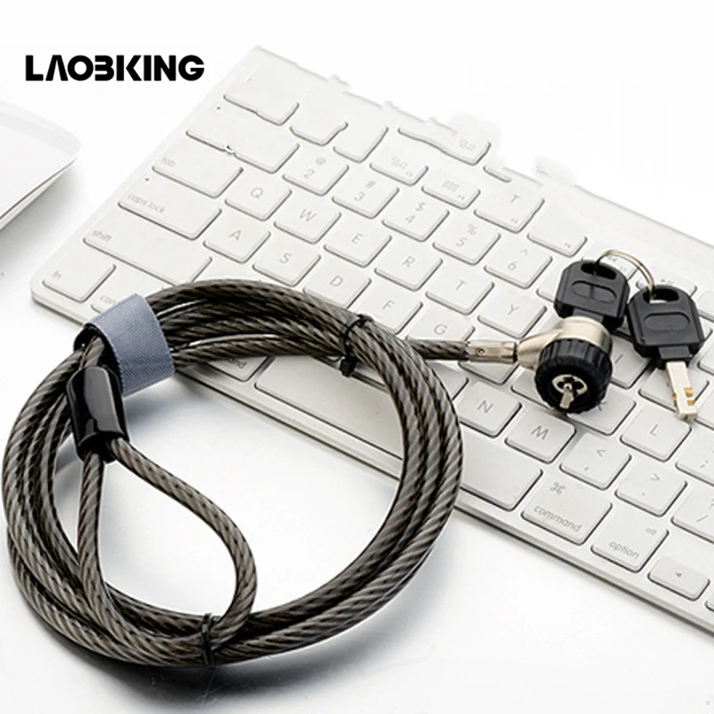 

1PC Super Coarse 6mm Steel Cable Head Key Type Anti-theft Lock Laptop Lock Laptop Lock Most Computers Are Universal High Quality