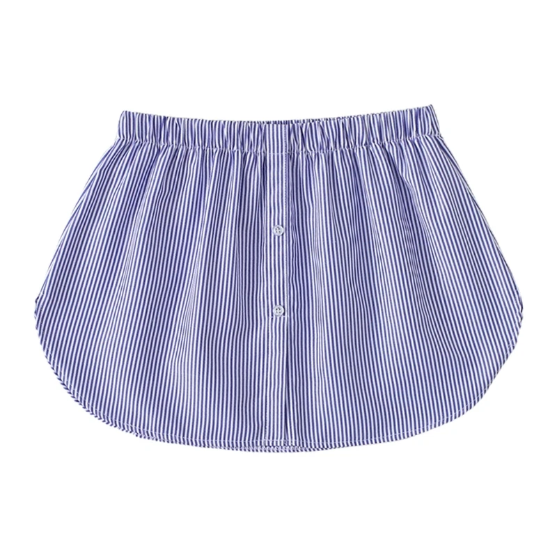 

Women Layered Decorative Skirt Blue Stripes Detachable Curved False Hem Apron