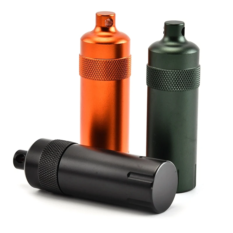 

Aluminium Alloy Waterproof Pill Tank Capsule Seal Bottle Outdoor Tools EDC Survival Case Holder Emergency First Aid Tool
