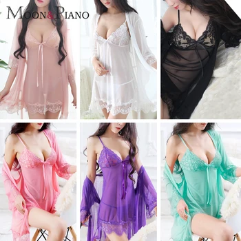 

Women Sexy Lace Nightwear Plus Size Fashion Lady Sweet Robe Babydoll Nightwear Night Dress Sleep Wear Female Home Clothes
