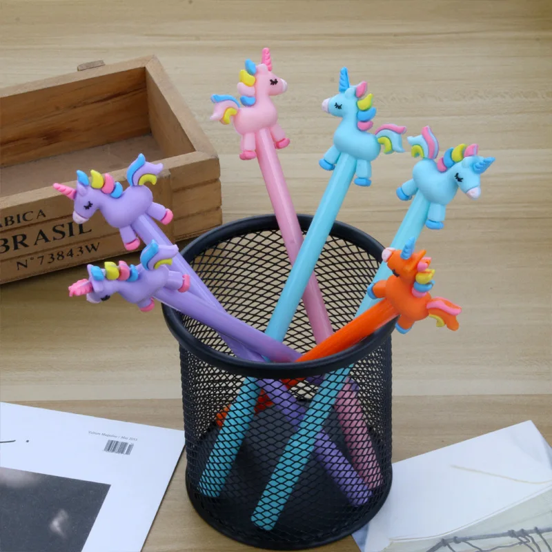 

24 pcs Creative cartoon cute unicorn black gel pen escritorio papelaria student learning stationery office supplies