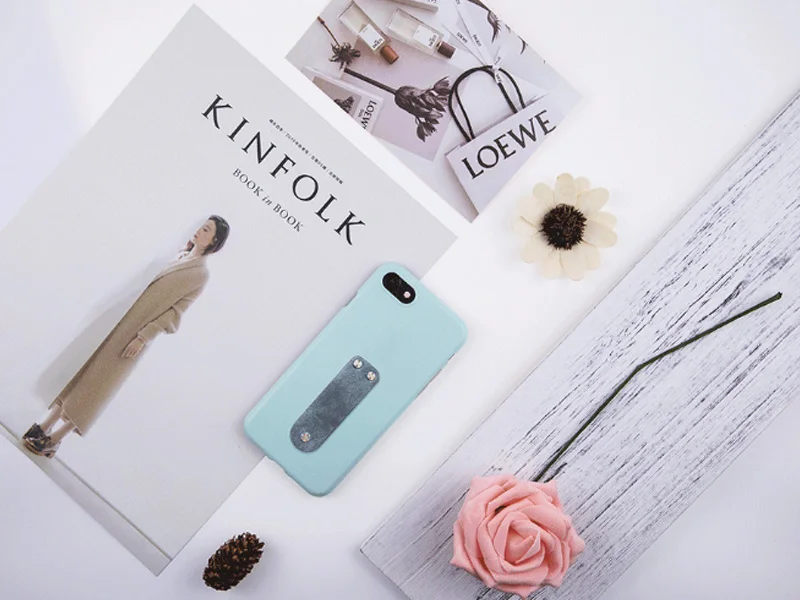 Xiaomi Finger Ring Holder Leather+Stainless Steel Mobile Phone Grip Car Phone Mount Stand