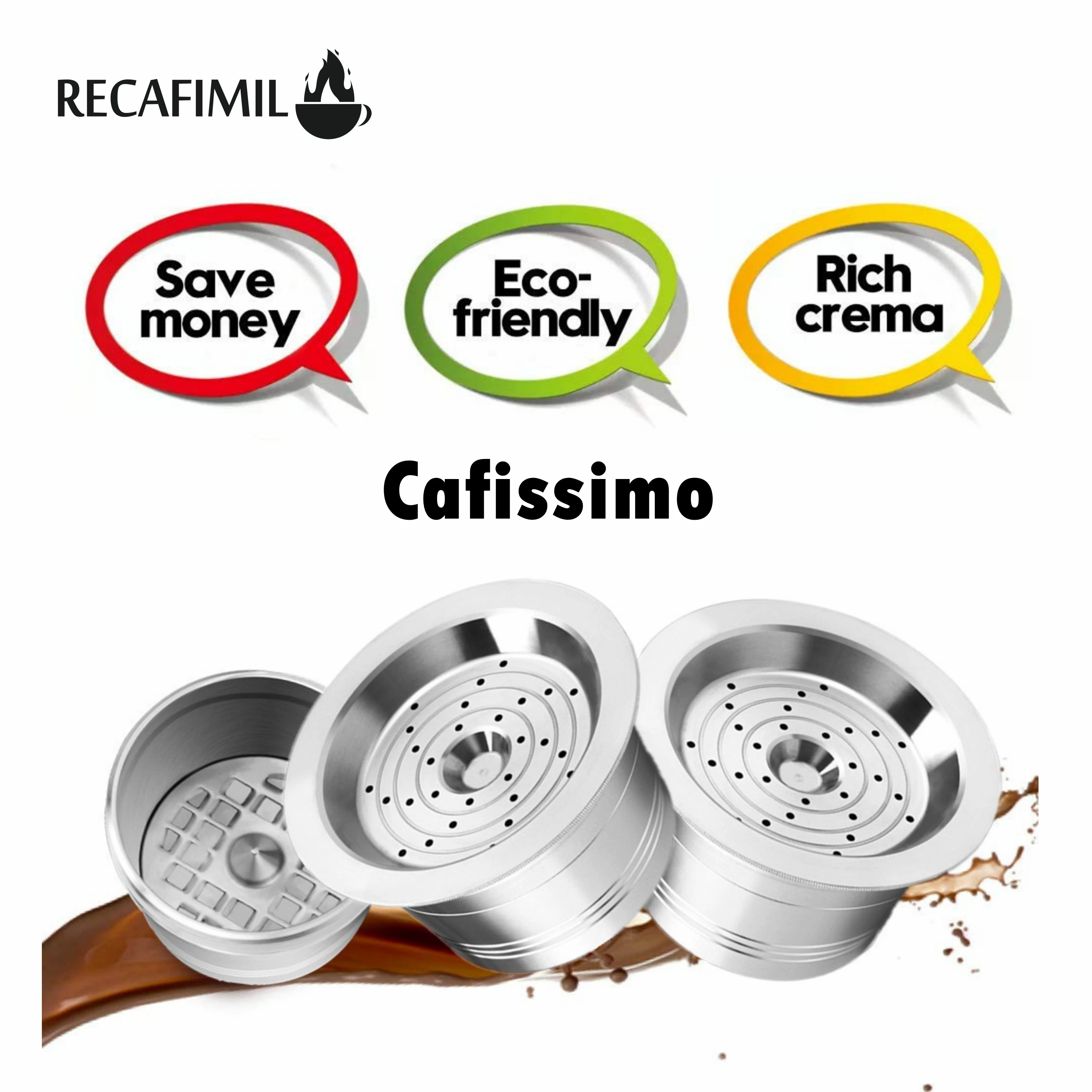 Stainless Steel Refillable Cafissimo Classic Coffee Capsules Reusable