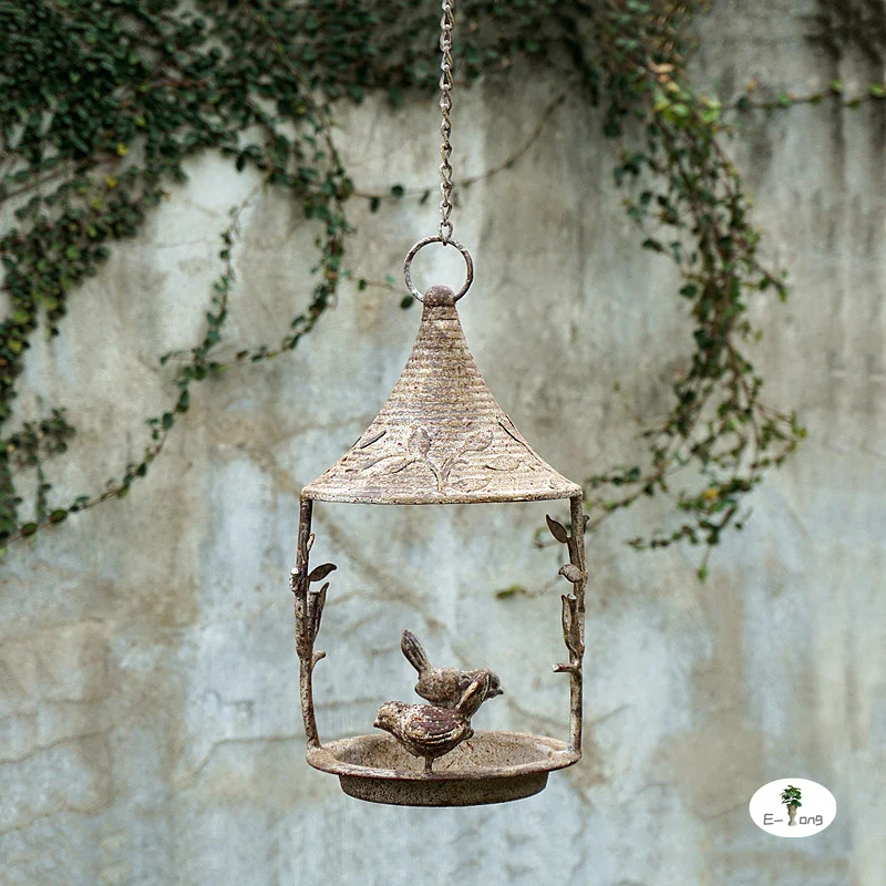 

Garden decor rustic vintage weathered country handmade bird feeder Hanging bird feeder for villa courtyard Bird's nest CL111003