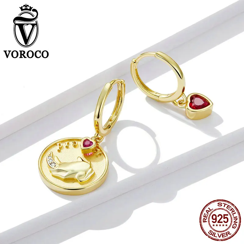 VOROCO BNE369 духовные животные изысканные риноceros 925 пробы серебряные серьги кольца