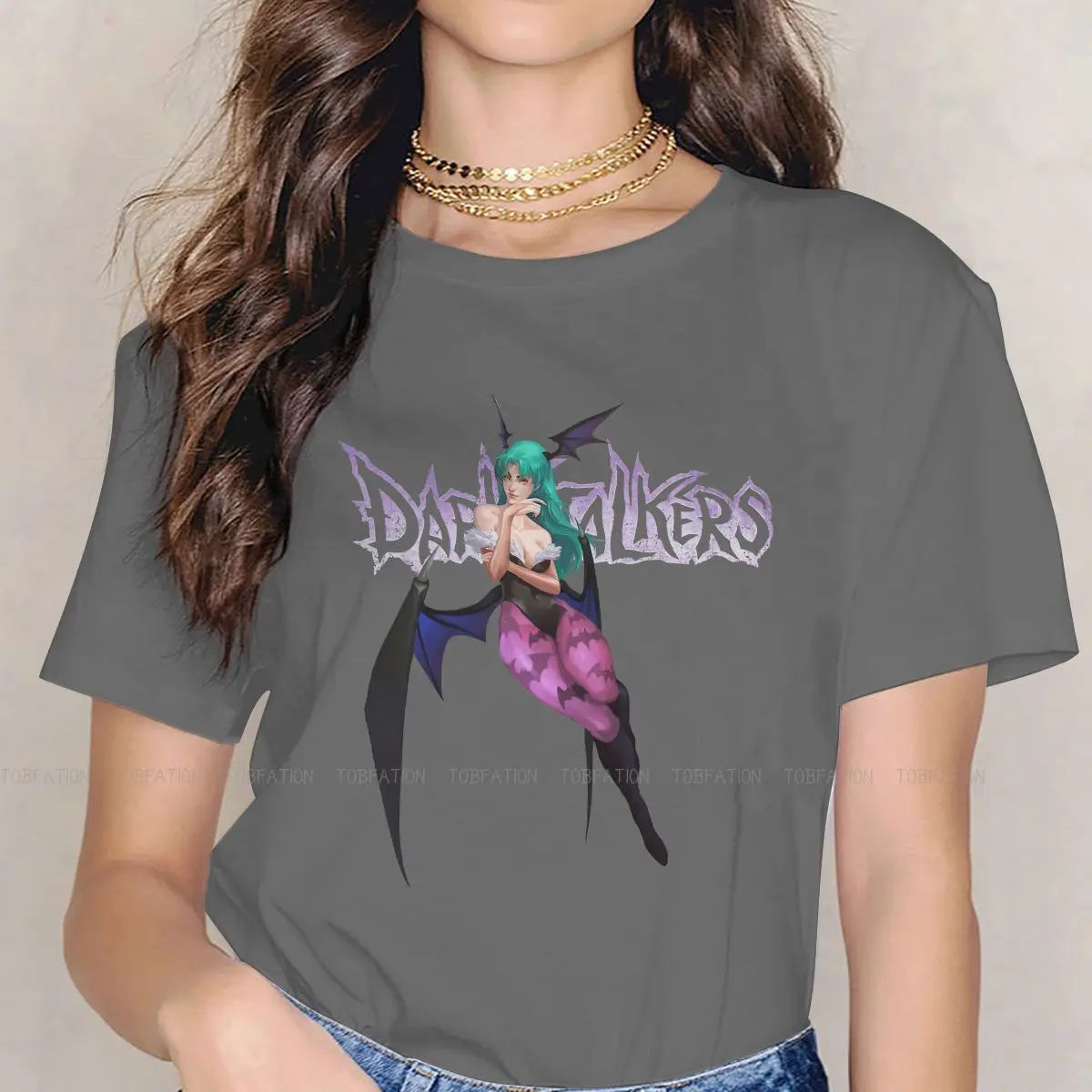 Darkstalkers Vampire Vanpaia Game TShirt for Woman Girl 4XL Morrigan Aensland Basic Summer Sweatshirts T Shirt Novelty Loose tees Tees