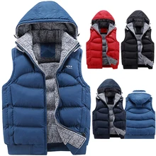 Модная куртка без рукавов, жилеты для бега, новинка, мужской жилет с капюшоном, спортивный теплый жилет, зимний жилет, Мужская Повседневная ветровка