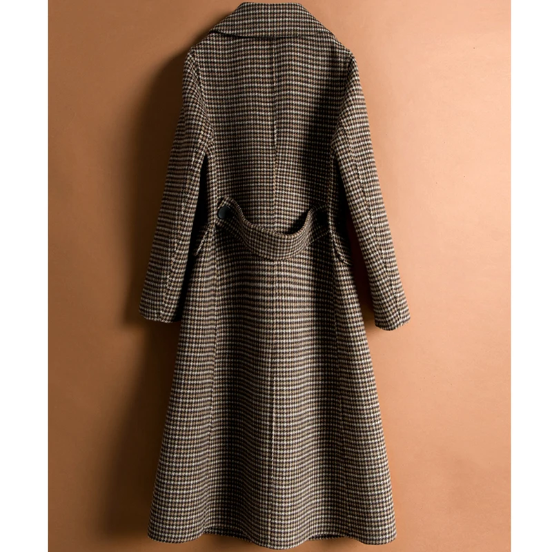 casual modish plaid soft long wool winter coat women korean style fashion womens coats ladies tops female clothes fall
