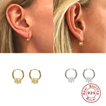 

Luxury 925 Sterling Silver Hoop Earrings For Women Earring brinco Zircon Pendant Earrings Fine Jewelry oorbellen Couple Gift