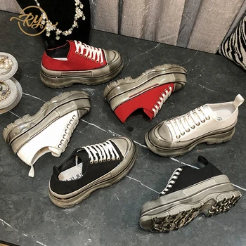 

RY-RELAA womens sneakers 2020 fashion Genuine Leather wedges shoes for women ins style white sneakers women platform sneakers