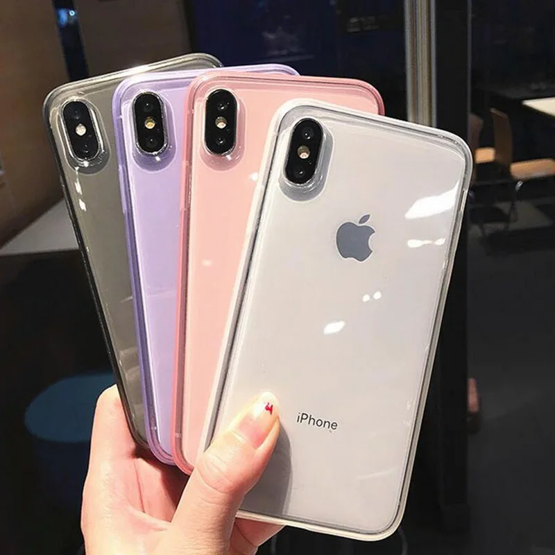 

QAYYNIMY Transparent Shockproof Frame Phone Case For iPhone 11 X XS XR Max 8 7 6 6S Plus Soft TPU Protection Back Cover