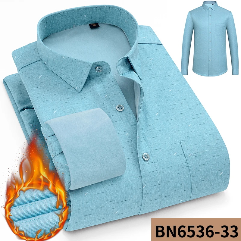 Модный бренд Camisa Masculina, рубашка с длинным рукавом, Зимняя Теплая мужская клетчатая приталенная дизайнерская официальная повседневная мужская рубашка, плюс размер - Color: BN6536-33