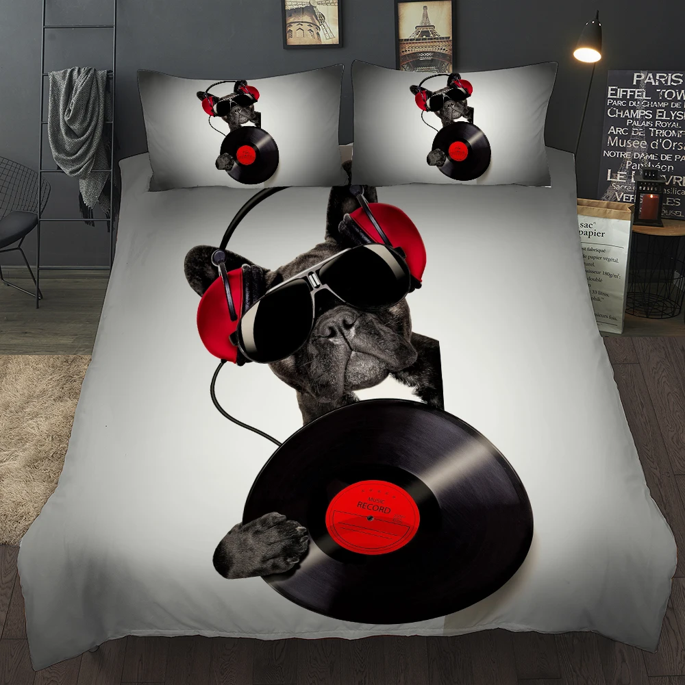  3D Cute Dog Duvet Cover Set Bedding Set Pug King Queen Bed Set King Comforter Bedding Set UO05#