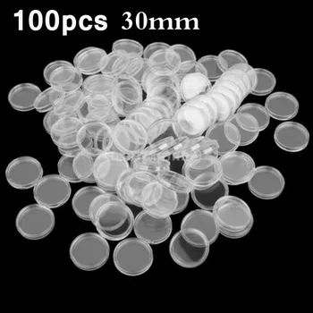 

100 30mm coin capsule box, round fixed box, plastic transparent dust-proof box, can store transparent round display box, high-qu