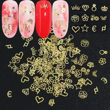 120 шт полые хлопья для ногтей золотые металлические ультратонкие блестки Корона кольцо деньги Цветок Блеск роскошный слайдер Маникюр украшение JI970-E