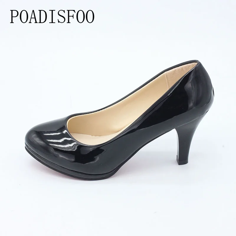 2019 женские туфли лодочки из органической кожи классические на высоком тонком