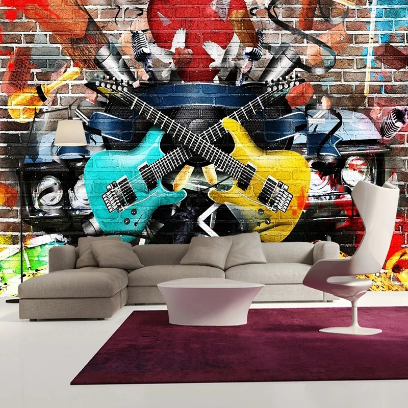 Mural 3D de pared Guitar Rock Musical Arte Creativo y Abstracto Arte urbano MURALES 3D DE PARED Negocios REBAJAS DE ENERO