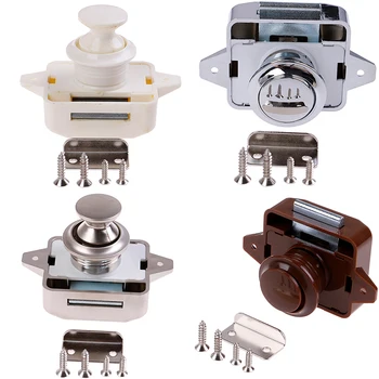 

1 Pcs Push Lock Button Catch Lock Cupboard Door Knob Motorhome RV Cabinet Latch Knob